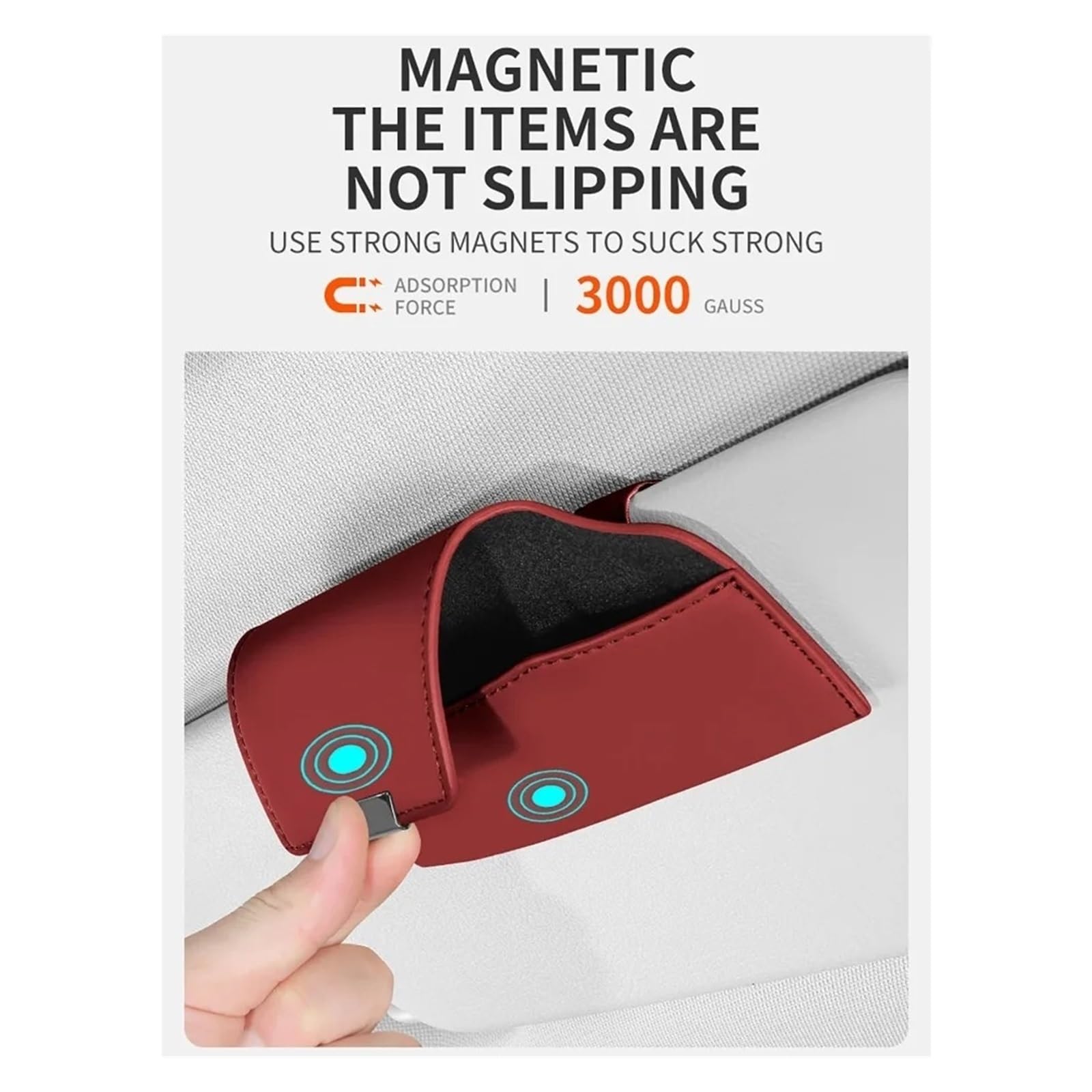 Caja De Gafas para Parasol Estuche Almacenamiento Gafas Sol para Coche Soporte Magnético para Clip Portátil Accesorios para Automóvil