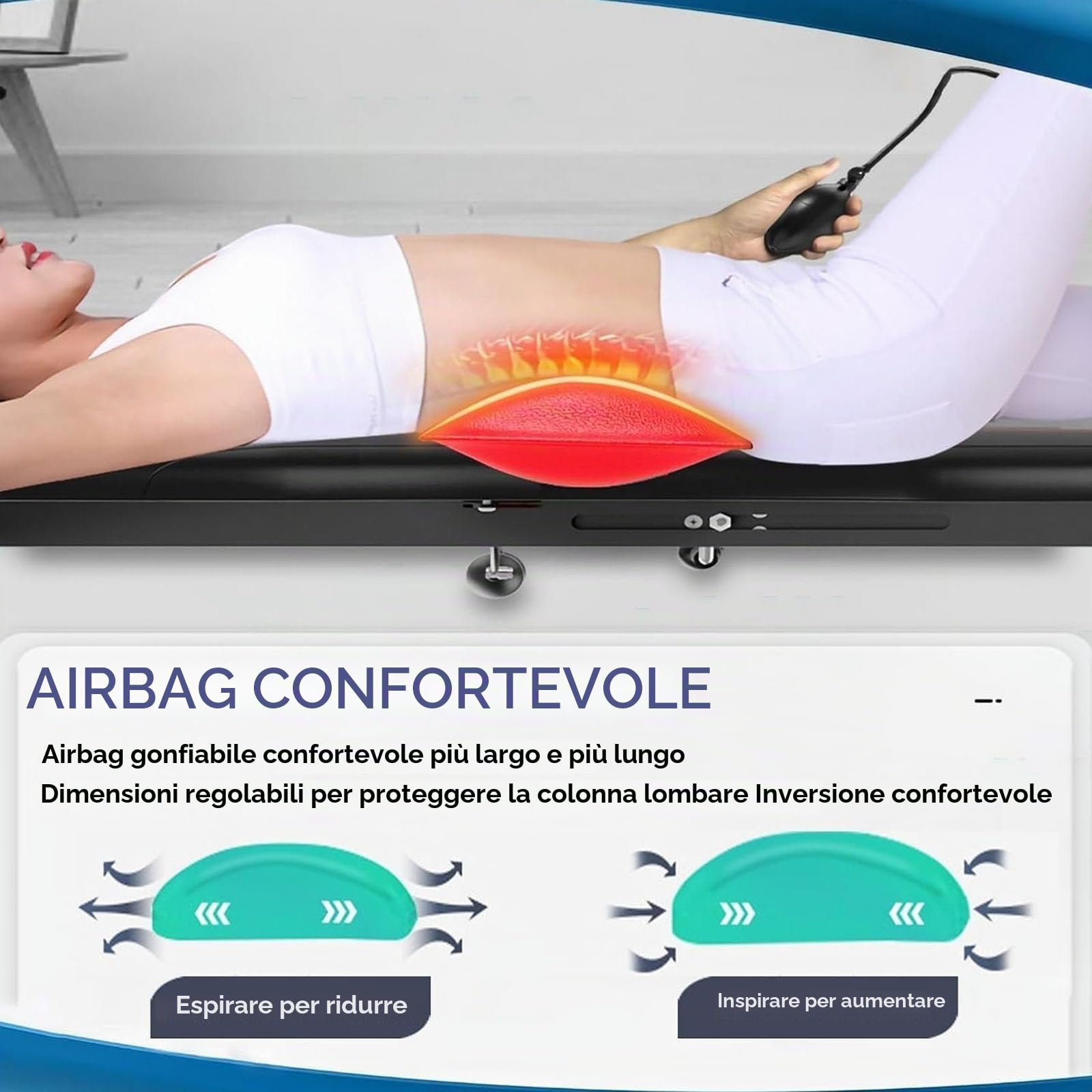 Generico Panca di Trazione Cervicale E Lombare, Tavolo A Inversione | Stretching E Rilassamento, Altezza Regolabile Da 145 A 185 Cm, Barella Per La Schiena