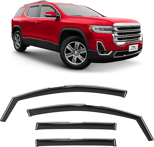 Voron Glass Protectores de lluvia extra duraderos en canal para GMC Acadia 2017-2023, deflectores de ventana, viseras de ventana de ventilación, 4