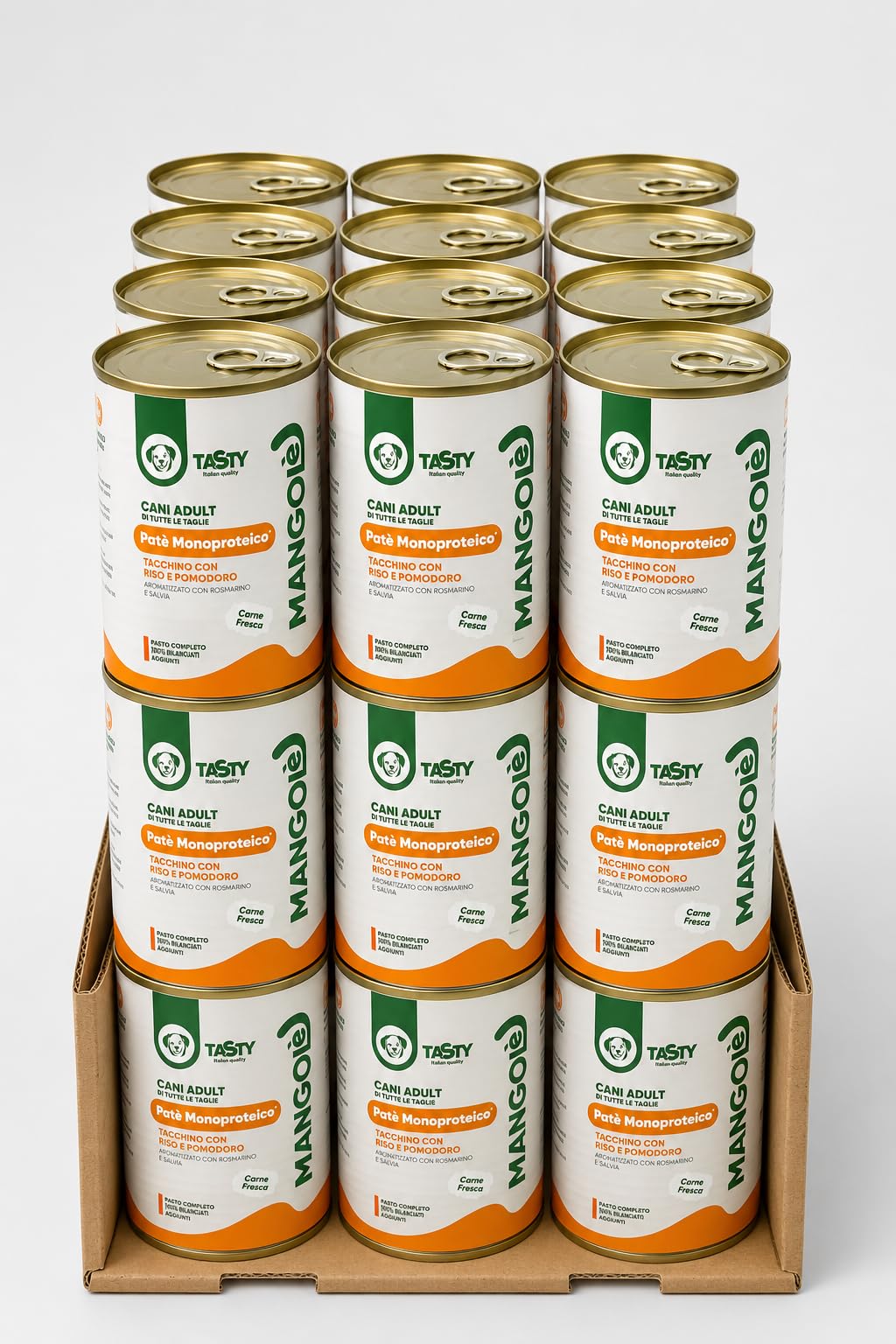 Dog Patè Monoproteico Tacchino con Riso e Pomodoro 400 g Alimento Umido Completo per Cani Adulti Aromatizzato con Rosmarino e Salvia (36 Pezzi)