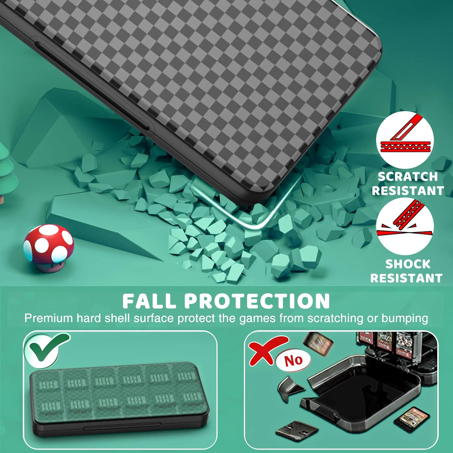 CYKOARMOR Game Card Case Holder for Nitendo Switch/Switch 2(2025) - Hard Shell Cartridge Case with 24 Game Slots & 24 Micro SD Card Slots, Portable Protective Organizer Traveler, Plain Black - Image 6