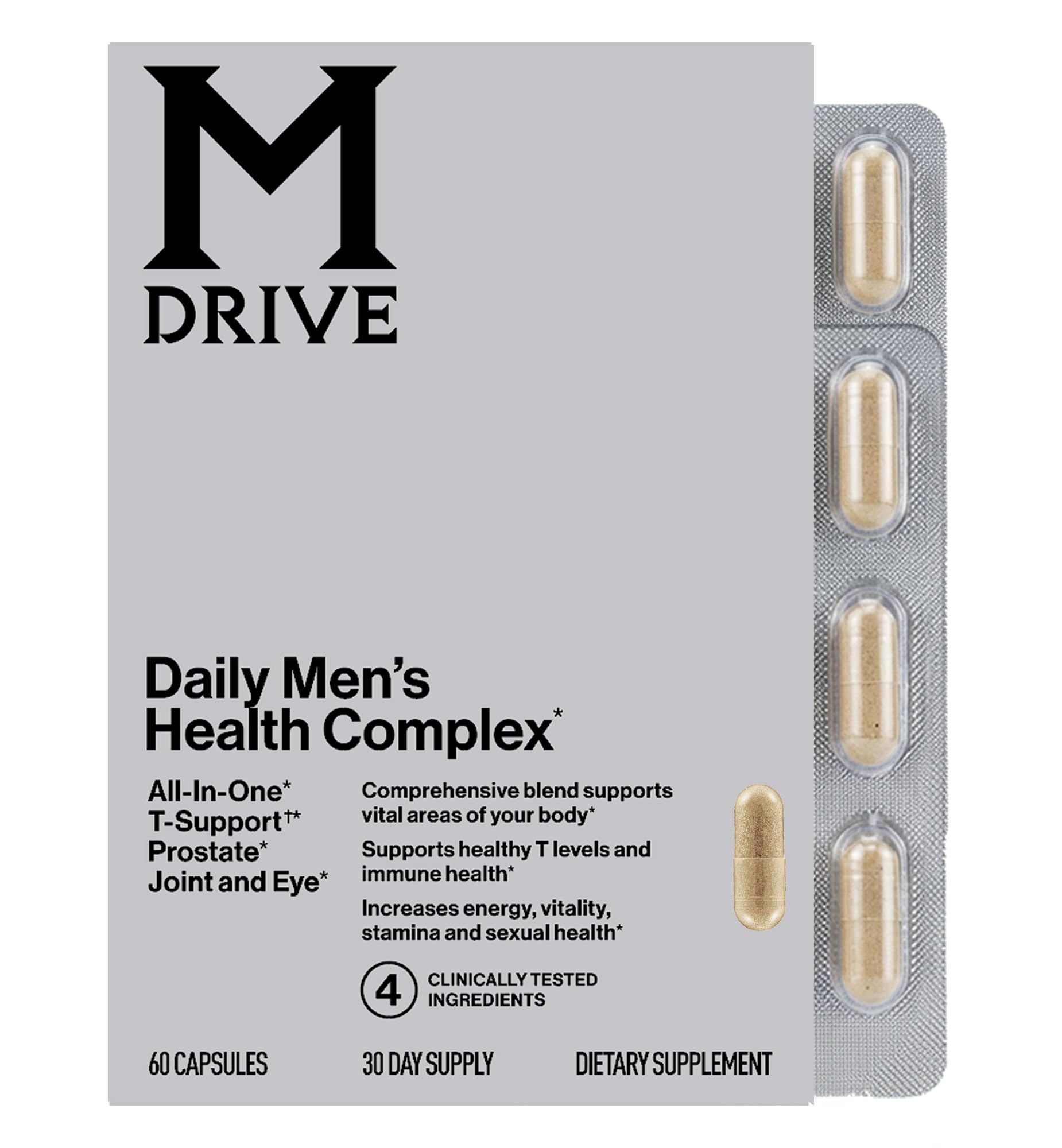 M Drive Suplemento Masculino com Ashwagandha, AquaLOX, Phytopin e Lutemax 2020, 60 cápsulas