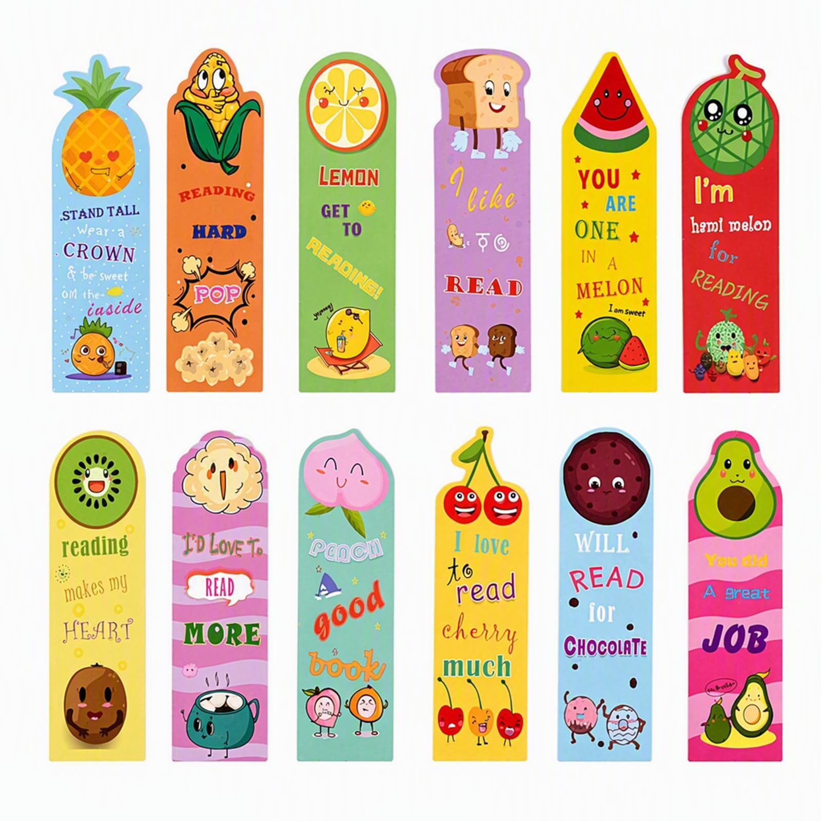 Set of 36 rub-and-sniff Fruit-Scented Bookmarks for Children