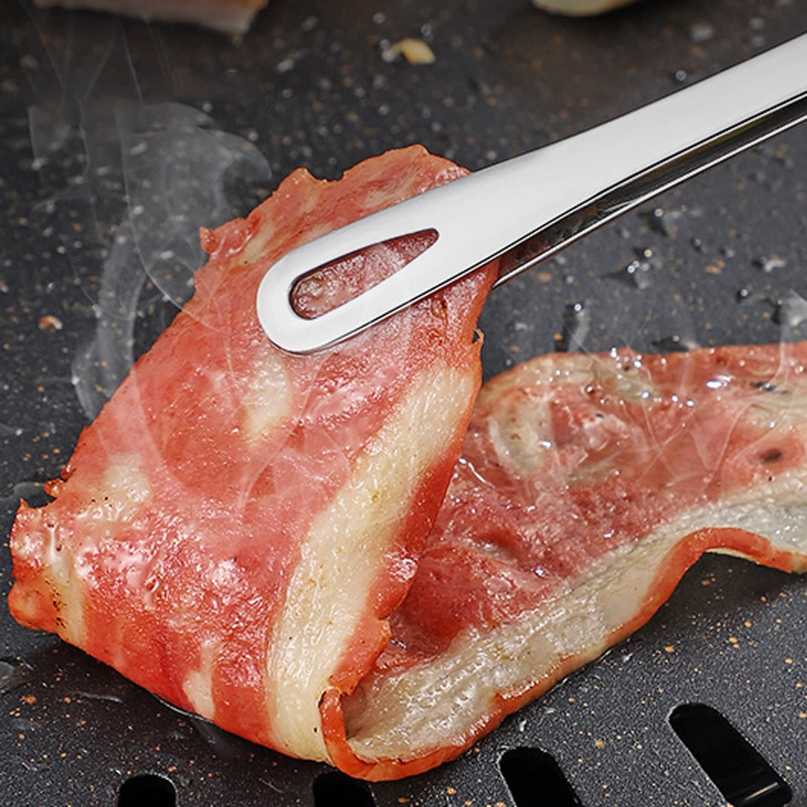Kochzange, Lebensmittelklammern aus Edelstahl, Langer Griff, rutschfeste Grillklammern, Steakzange, Küchen- und Kochwerkzeugzubehör ()