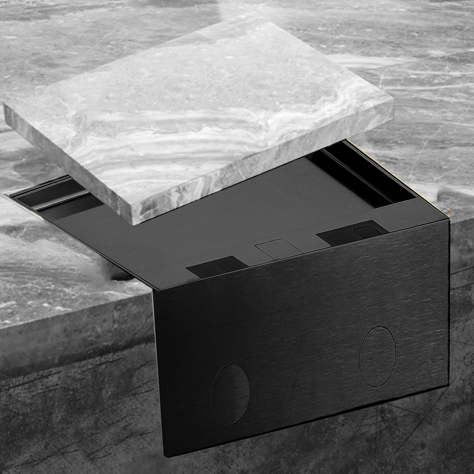 Presa da Incasso a Pavimento, Scatola di Derivazione Incorporata in Acciaio Inossidabile con Coperchio Ribaltabile 3 Uscite a Due Poli 4kW Impermeabile, per Casa, Ufficio,