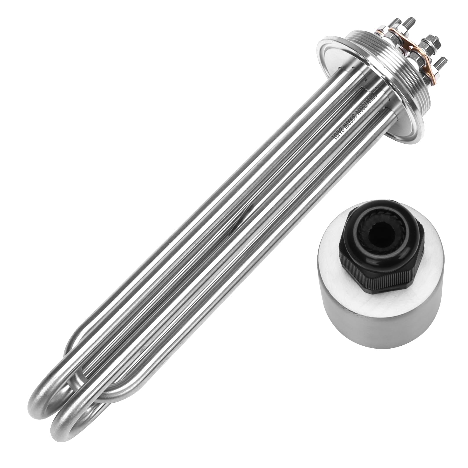 DERNORD Heizstab 220V 3000W 2 Zoll Heizelement 3U Typ Wasserwärmer BSP Edelstahl Flansch