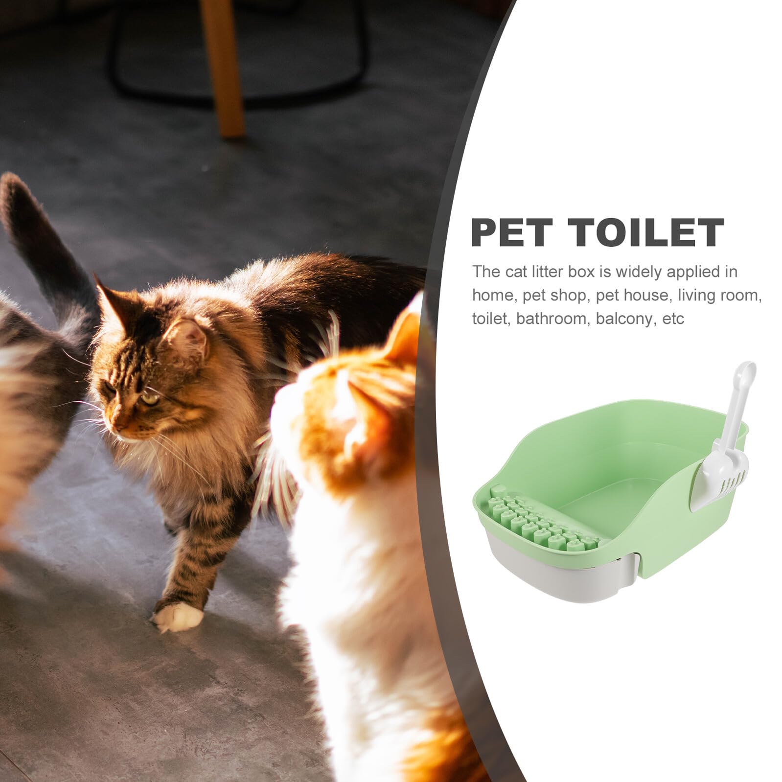 1set Lettiera Per Gatti Scopino Toilette Per Gattini Di Capacità Antispruzzo e Facilmente Pulibile Casa Per Gatti Avocado Piccola