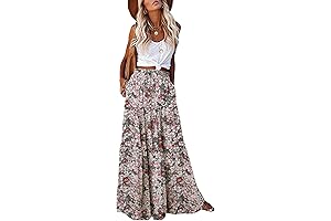 Womens Casual High Waist Paisley Print Long Maxi Skirt with Pockets
