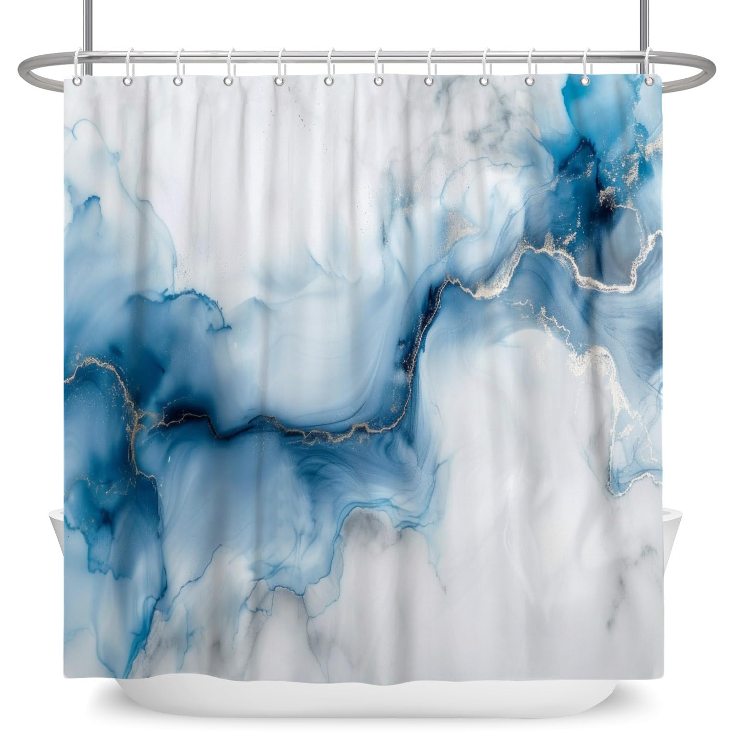 Rideau de douche marbre texture argentée imperméable lavable