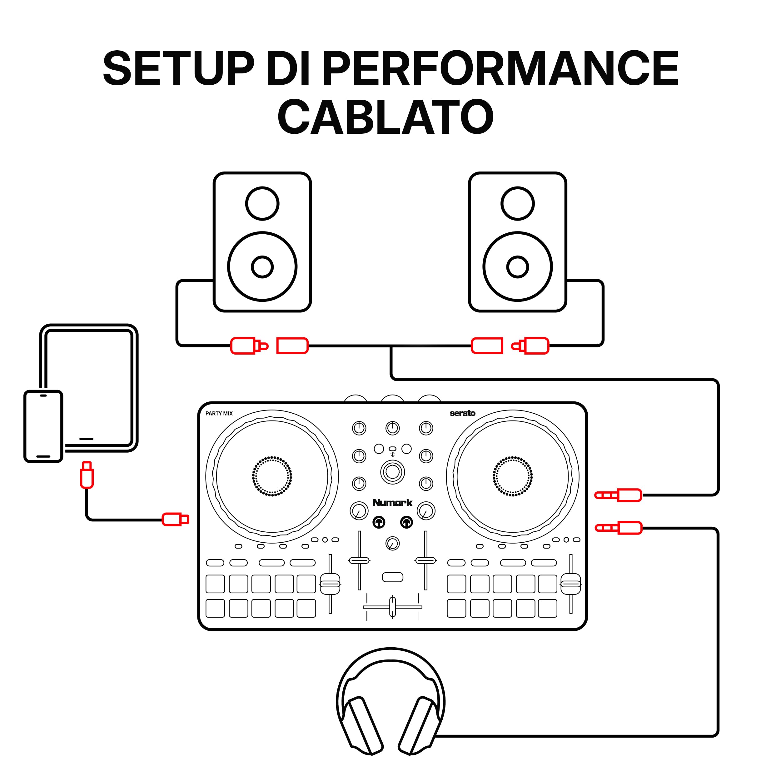 Numark Party Mix III Controller DJ Bluetooth con Luci Integrate | Beat Assist, Smart Fader, 16 pad, mixer DJ 2 deck, controllo Stems, USB-C, Serato DJ Lite e Algoriddim djay inclusi