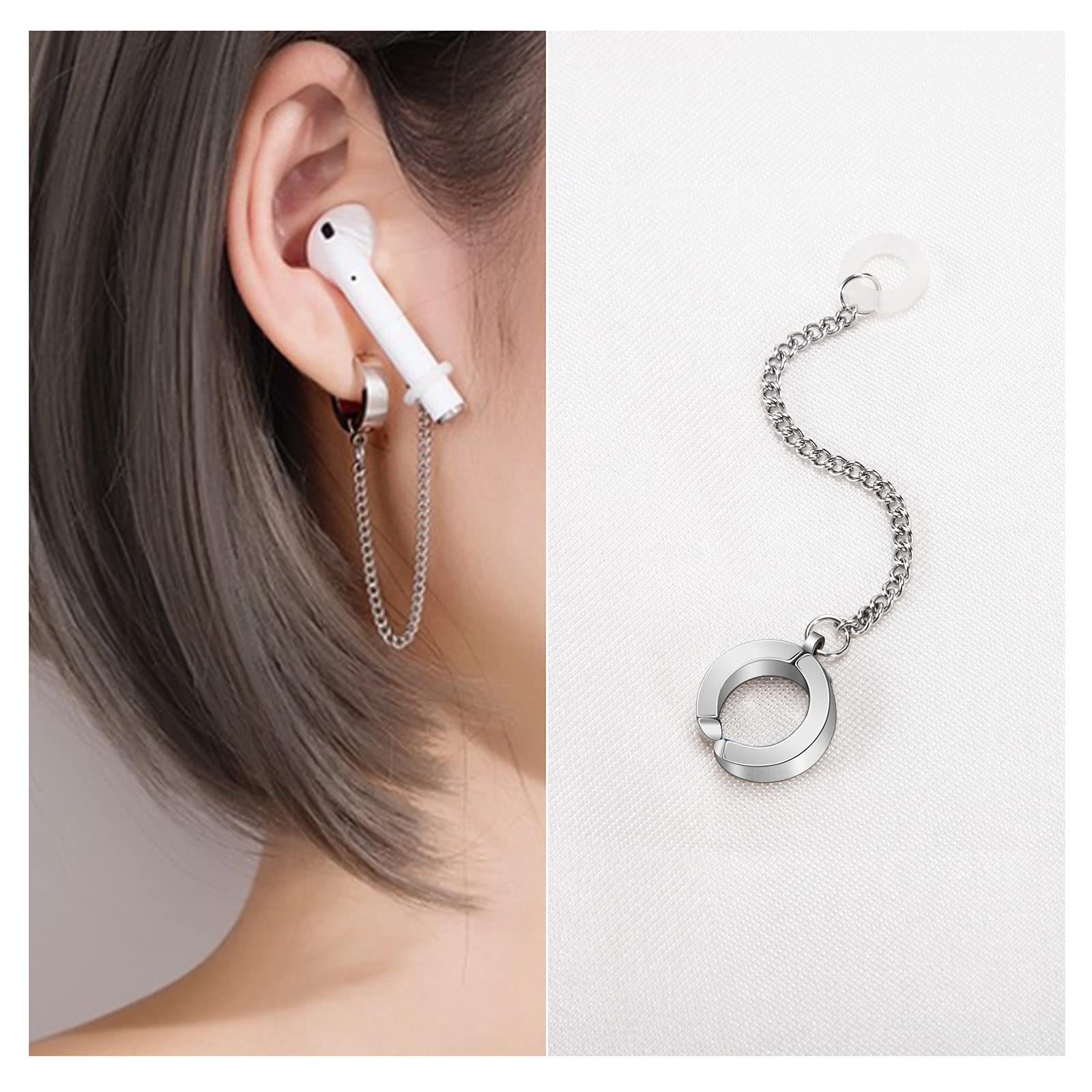 Pendientes Antipérdidas para Auriculares Inalámbricos Bluetooth Moda Ganchos Clip de Oreja Anillo Auricular Antideslizante Compatible con AirPods 3 Pares