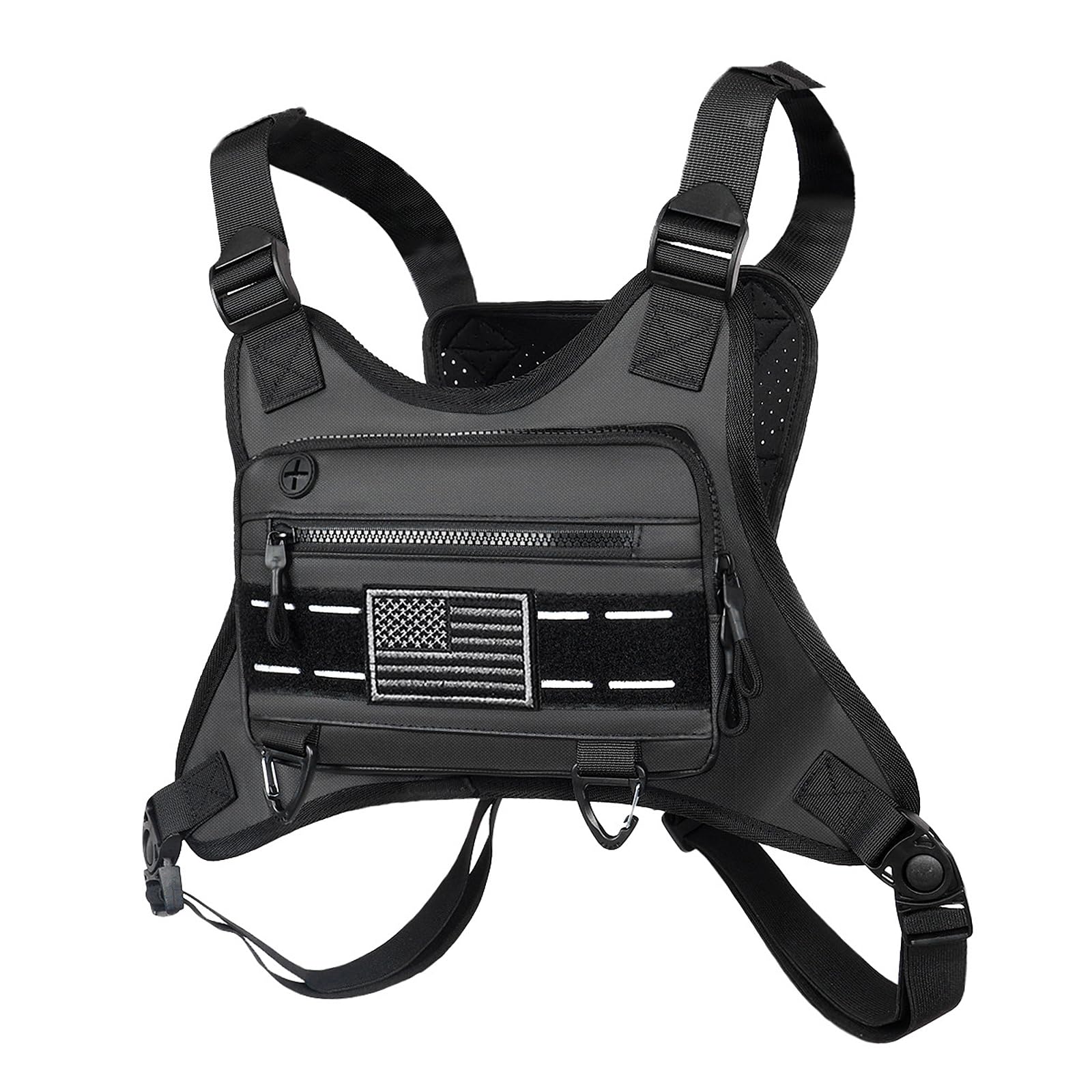 Sac de Poitrine de Sport Respirant, résistant à l'eau, Sac de Gilet de Course Avant réfléchissant pour Hommes,Sac de Gilet de Course Avant