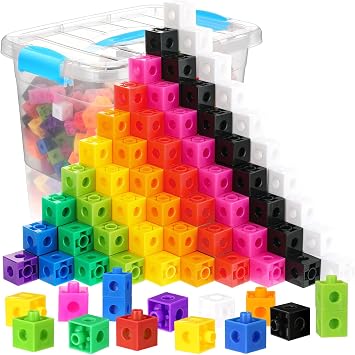 Jenaai 200 Pcs Math Cubes Counting Blocks Linking Connecting Cubes, Blue