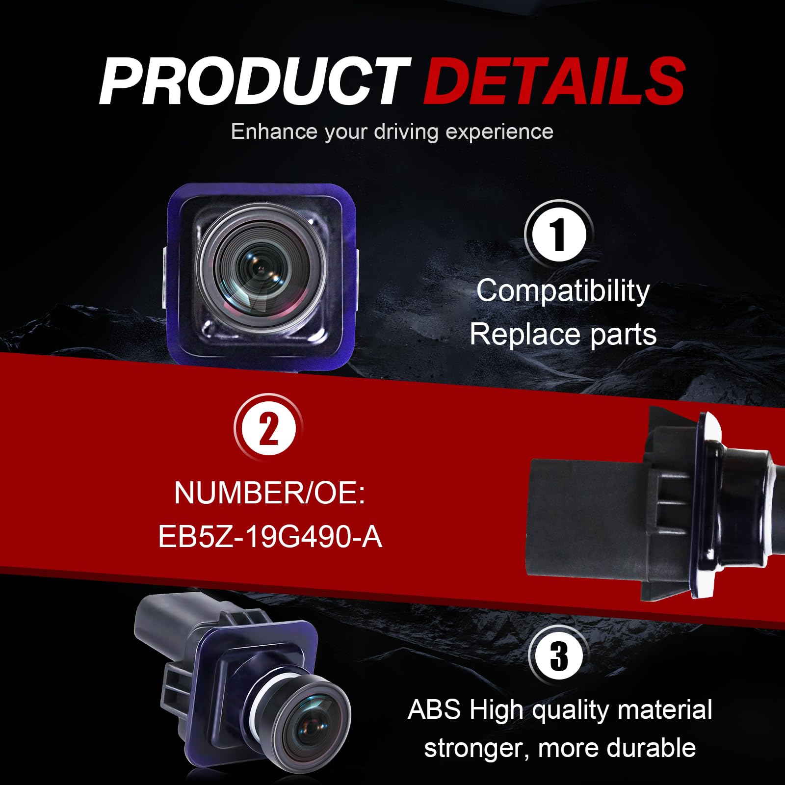 GZGN Rear View Backup Reverse Camera Compatible with Ford F150 2010-2014, Ford Mustang 2015-2020 & Lincoln MKC 2015-2019, Park Assist Backup Camera EL3T-19G490-AA, EL3Z-19G490-D, BL3Z-19G490-B