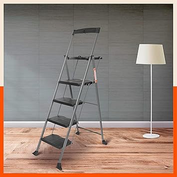 Bathla Boost Pro 4-Step Foldable Steel Ladder for Home with Anti-Slip Steps, Tool Tray & Multi-Utility Handle