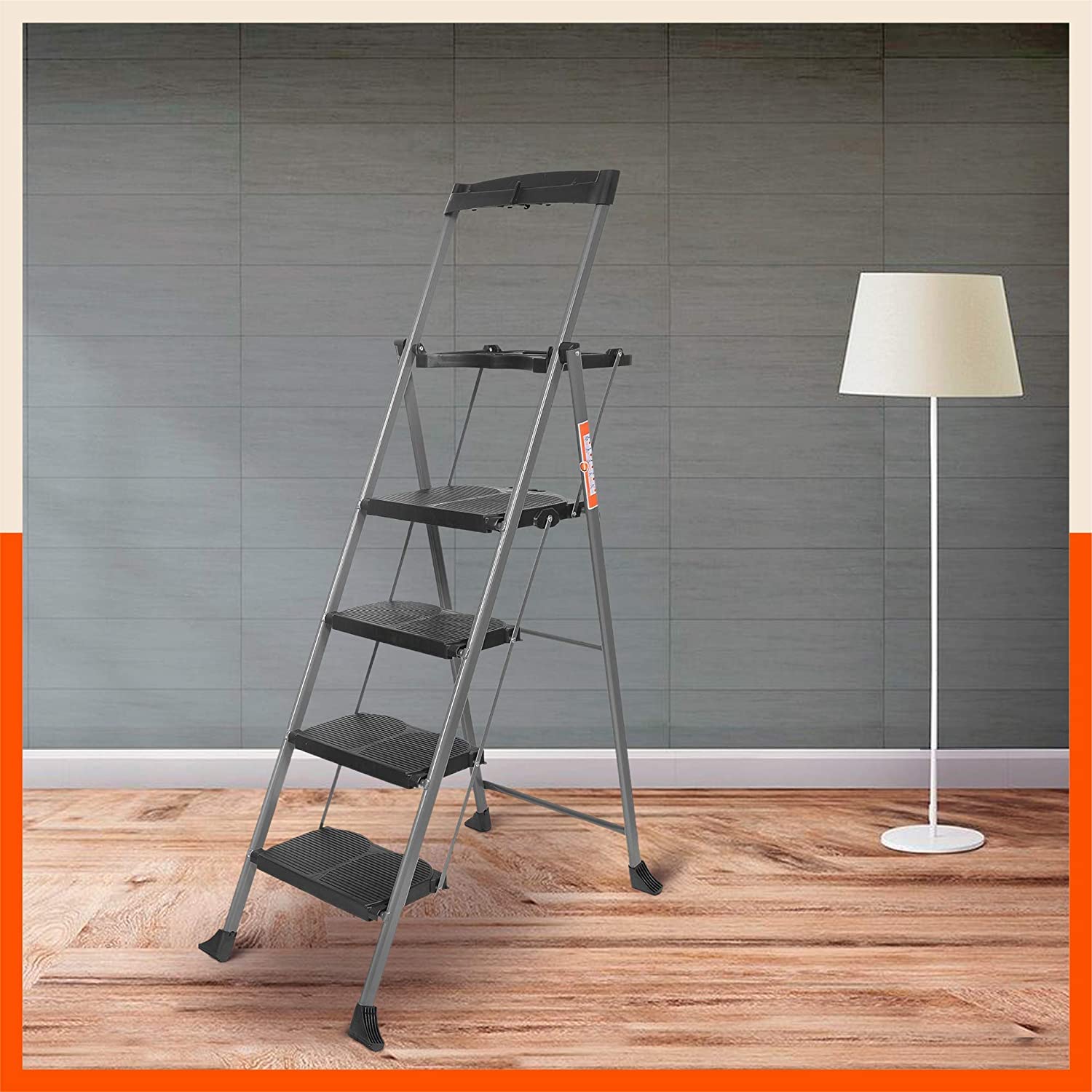Bathla Boost Pro 4-Step Foldable Steel Ladder for Home with Anti-Slip Steps, Tool Tray & Multi-Utility Handle-picture-43