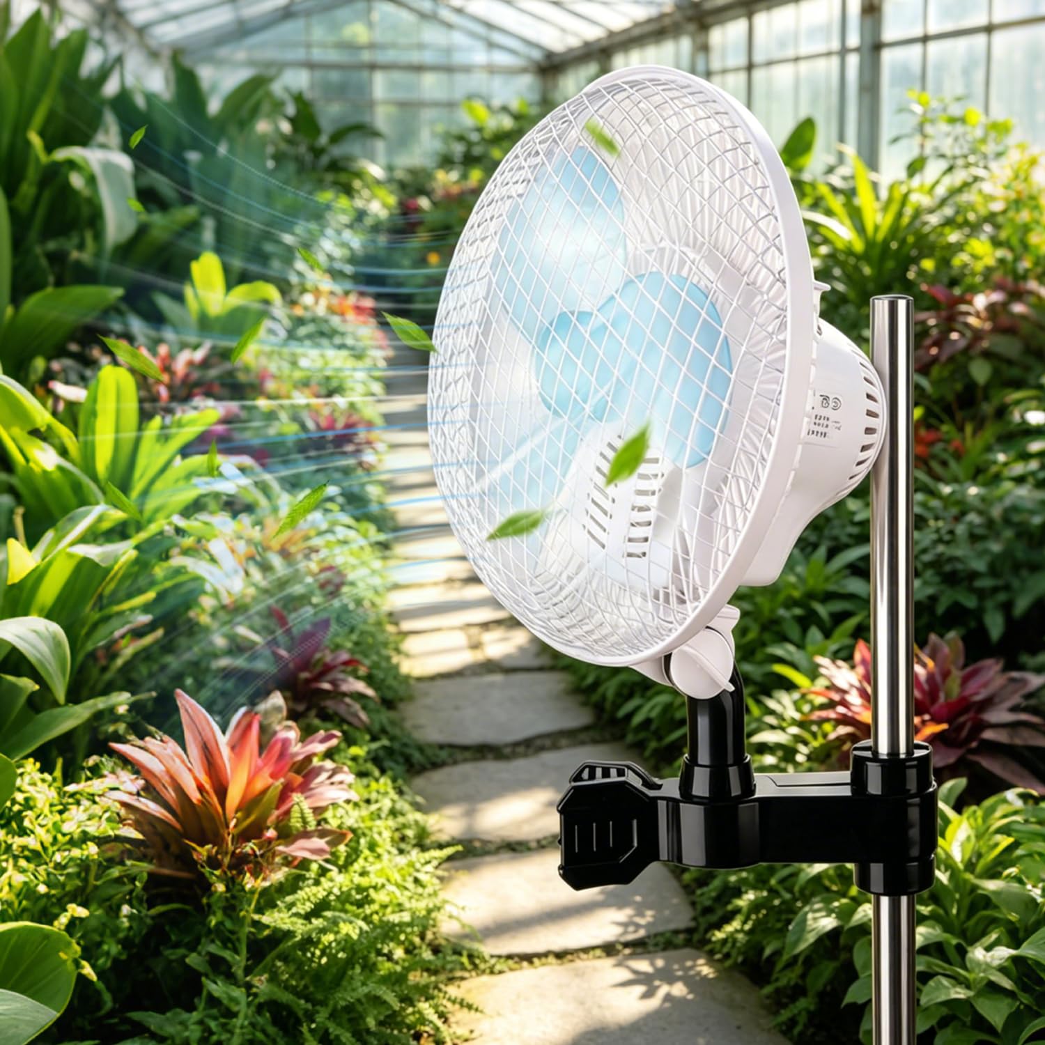Ventilador con clip de 150 cm para montaje en poste de 1,6 a 2,7 cm, ventiladores de crecimiento oscilantes con cable de 3 m, 39 dB silencioso