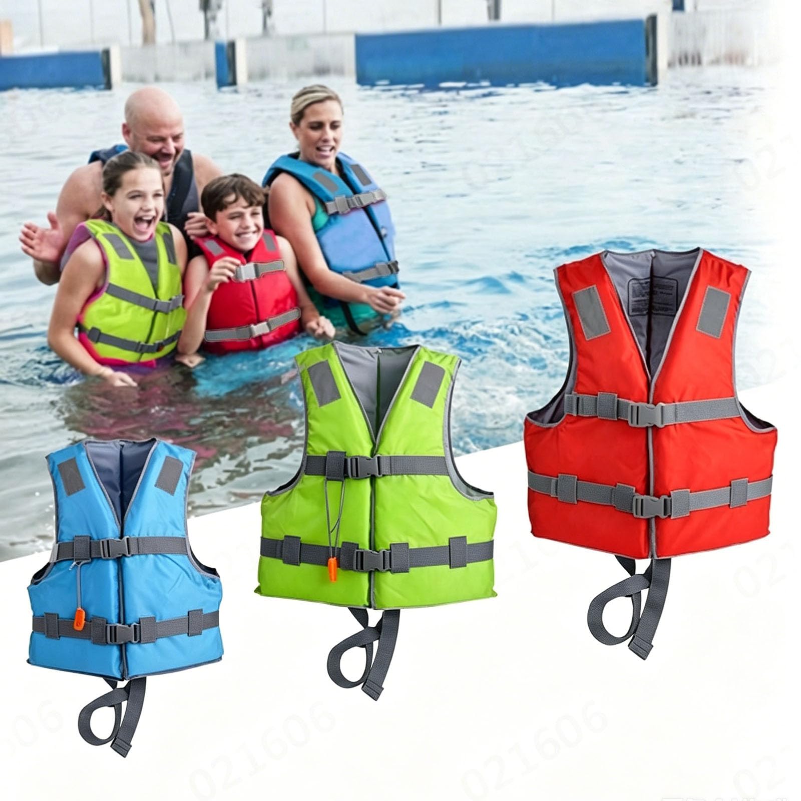 Genérico Chaleco Salvavidas Ligero Turístico, 5 Tallas S-XXL Plegable con Silbato, para Vacaciones de Playa, Piscina y Turismo Acuático de Fin de Semana