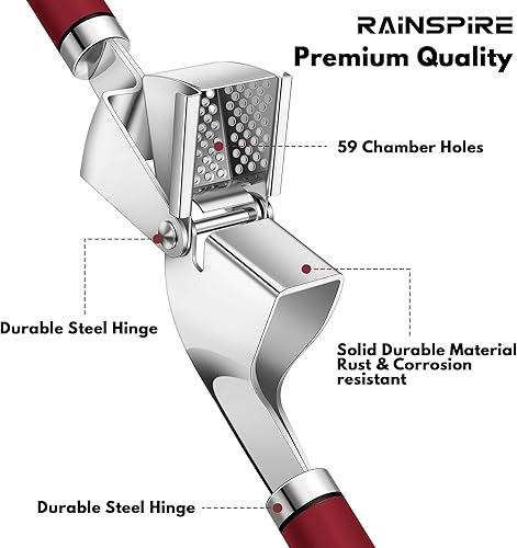 Miniatura 6 de Rainspire Prensa de ajo de acero inoxidable de alta calidad, herramienta para picar ajos, herramienta trituradora de ajo, trituradora de ajos,