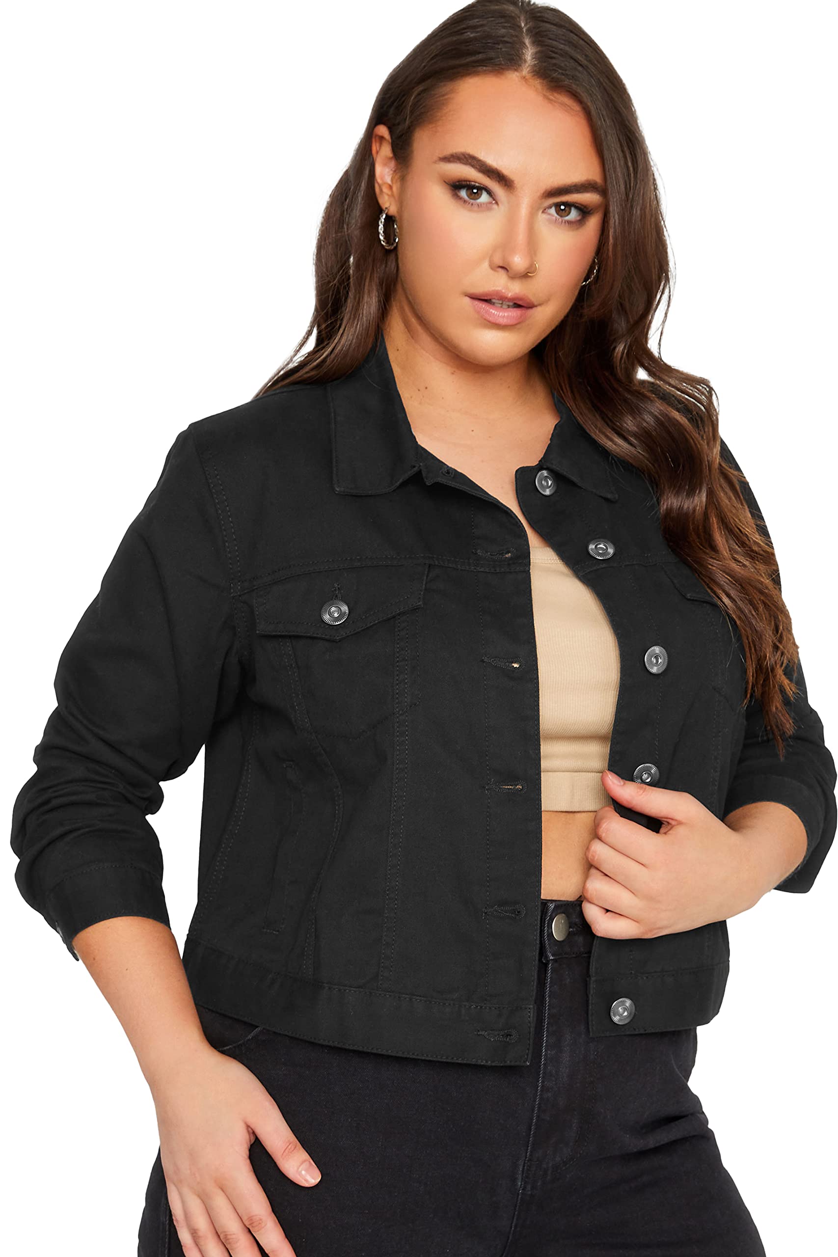 Yours Women's Black Denim Jacket In Size 22-24