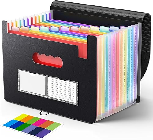 Carpeta organizadora de archivos de acordeón 12 bolsillos expansibles organizador de almacenamiento de documentos con etiquetas coloridas para la