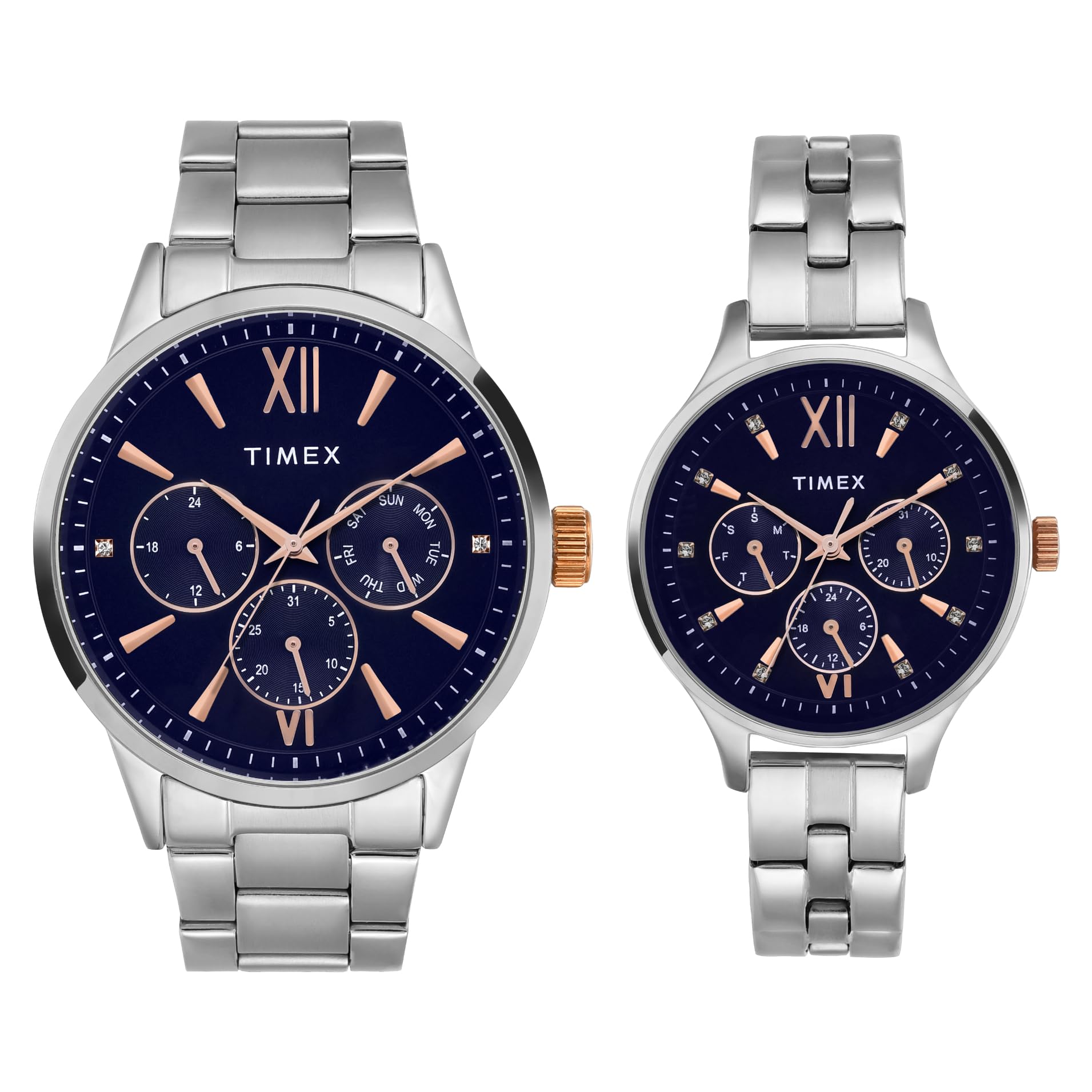 TIMEX Stainless Steel Unisex Pairs Blue Round Multifunction Dial Analog Watch- Tw00Pr305 (B0CQRPP88W) Amazon Price History, Amazon Price Tracker