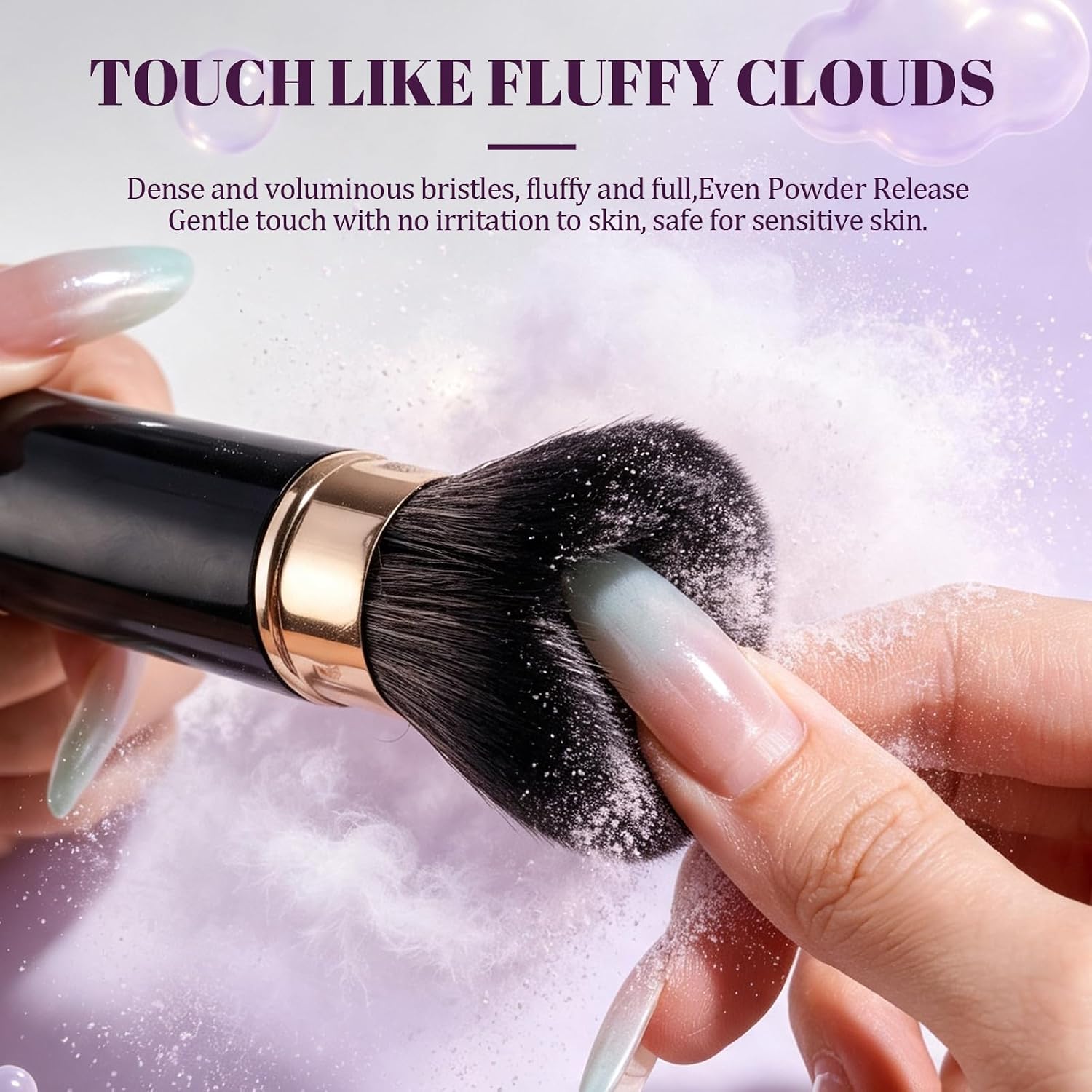 BS-MALL Retractable 5 in 1 Makeup Brush Set, Travel Size Portable Fiber Brushes for Powder Blush Eyeliner Eyebrow & Eyeshadow, Soft Synthetic Bristles with Protective Cap