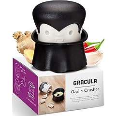 OTOTO Gracula Garlic Crusher, Garlic Peeler, Also for Ginger, Nuts, Chili, Herbs - Twist Top Mincer & Easy Squeeze Manual Press Peeler, Goth Gifts