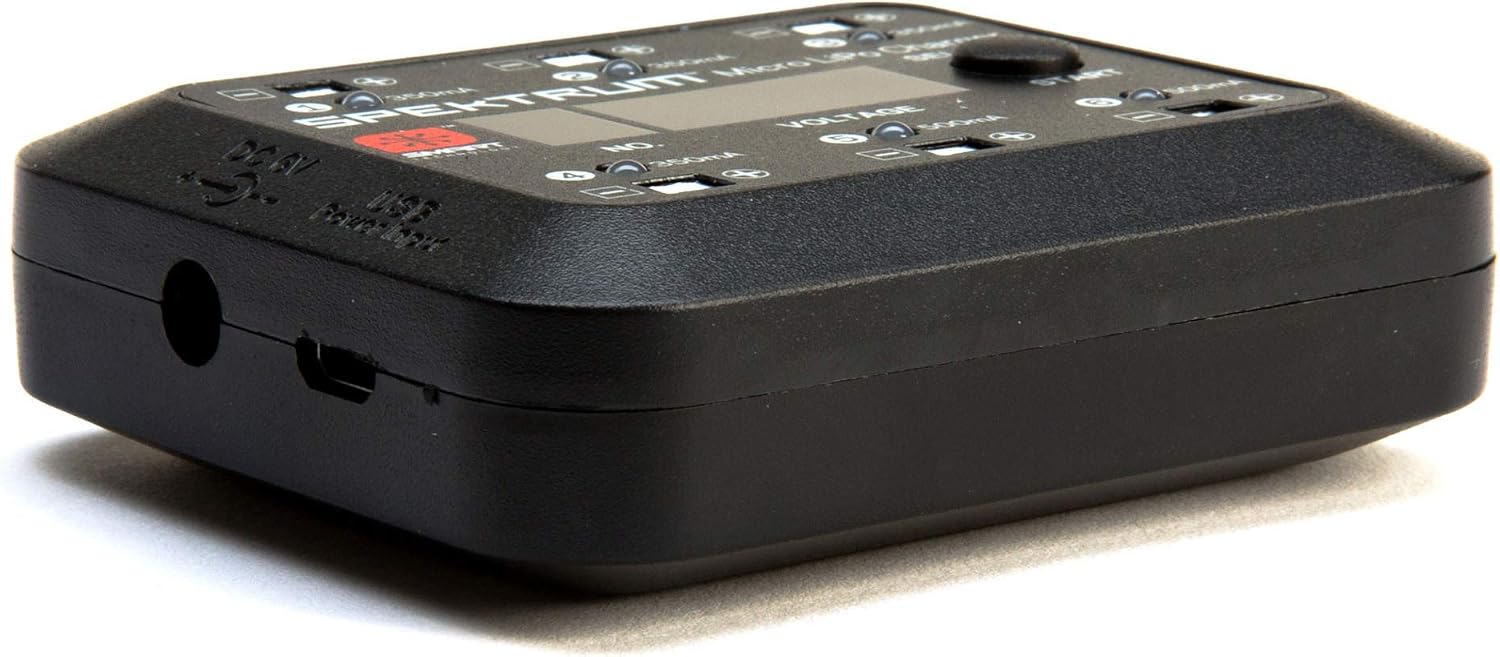 Spektrum S63 Smart Charger: Micro 6-Port 1S LiPo Battery Charger | DC or USB Input | Independent Output Ports | Digital LED Display, Black