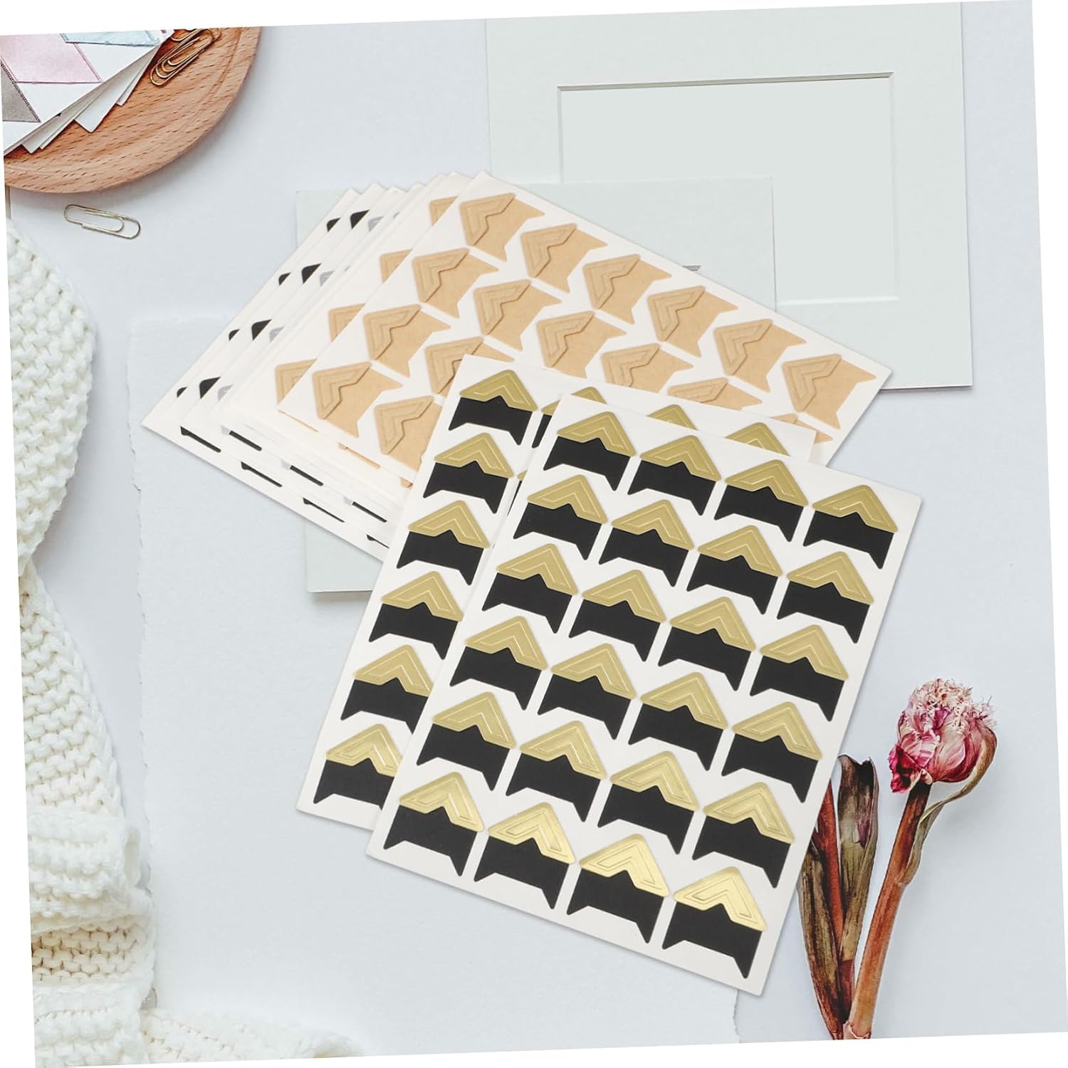 Self Adhesive Photo Corner Stickers, Paper Mounting Corners 10 Sheets