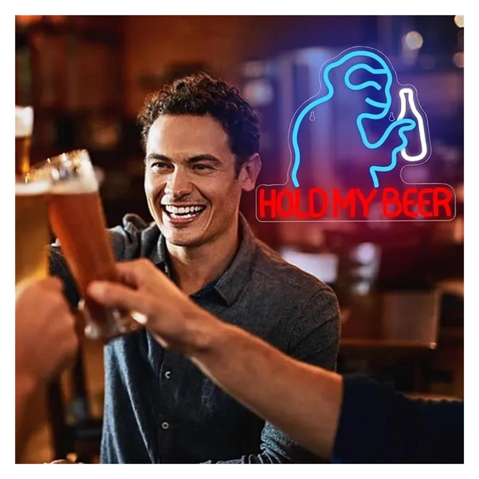 Decoración Lámparas Hold My Beer Letrero De Neón Bar Copa De Vino Luz LED Regulable USB Para Fiesta Club Restaurante Dormitorio Hogar Vacaciones Tienda Decoración 35cmx34cm