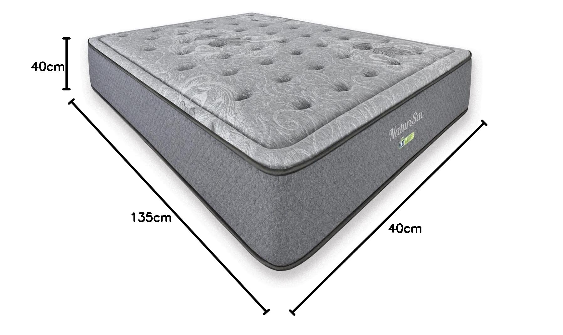 Matnature | Nature Sac | Colchón Viscoelástico | Muelles Ensacados y Visco Pro Lujo | Múltiples Zonas Descanso Firmeza Superior | Altura 25 cm | Tejido 3D Alto Gramaje (135 x 200 cm)
