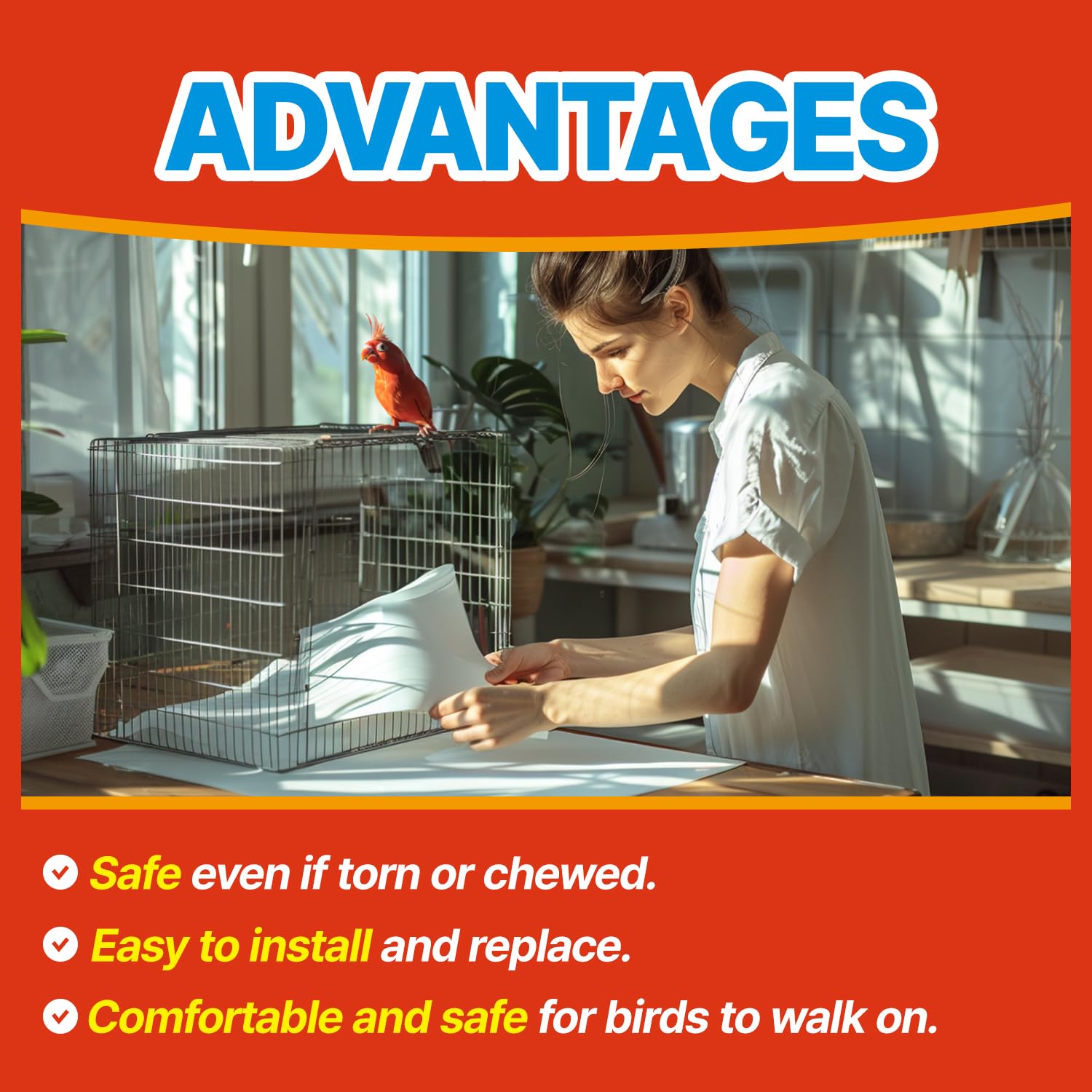 TORTO9 Cage Liner Sheets for Birds – 120 Pack, 31 x 21.5 in, 5.5 lb | Acid-Free & Non-Toxic Paper | Safe Pet Bedding, Craft Supply, Packing & Shipping Use - image 2