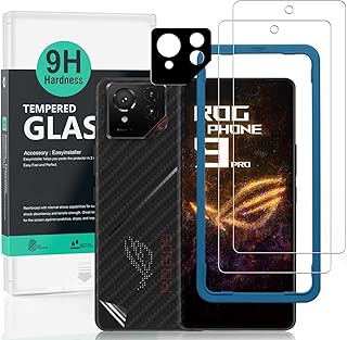 Ibywind 対応 Asus ROG Phone 9 Pro 5G ガラスフィルム 2 枚保護フィルム ガイド枠付き レンズカバー(1枚)背面シート(1枚) すり傷防止耐衝撃硬度 9H強化ガラスフィルム【滑らかな手触り】【気泡ゼロ】【指紋認証対応 超簡単貼り付け】