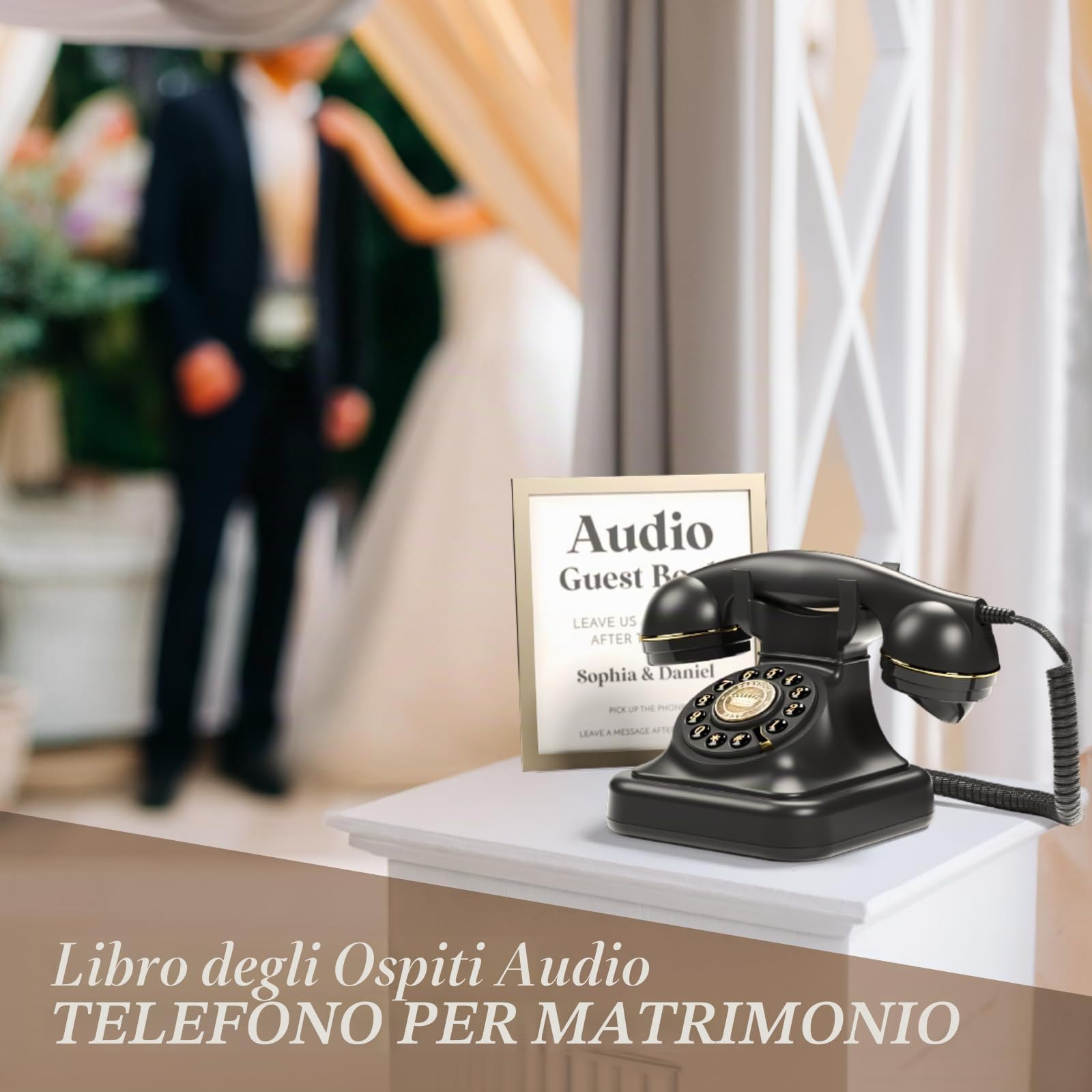 Bisofice Libro degli Ospiti Audio, Libro degli Ospiti per Matrimonio, Telefono con segreteria vocale, Supporta messaggi Audio Personalizzati, Telefono di Nozze per Feste, Matrimoni, Compleanni