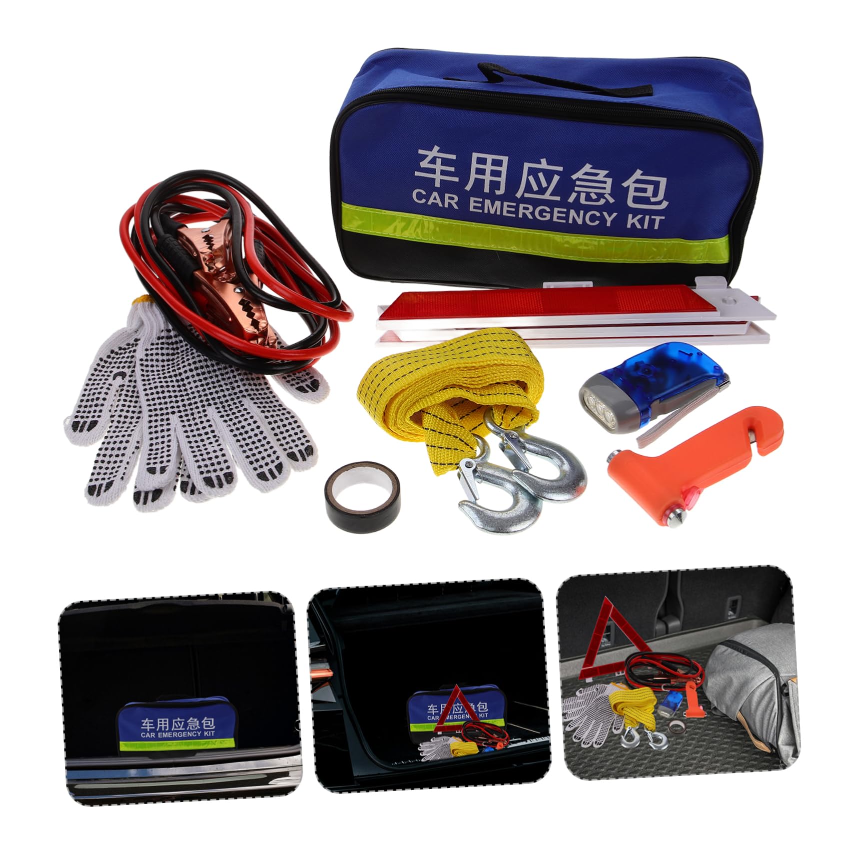 Kit di Emergenza per Auto, Set, Assistenza Stradale Completa, Facile da Usare, per Ispezioni del Veicolo, Attrezzi e Attrezzature per Auto