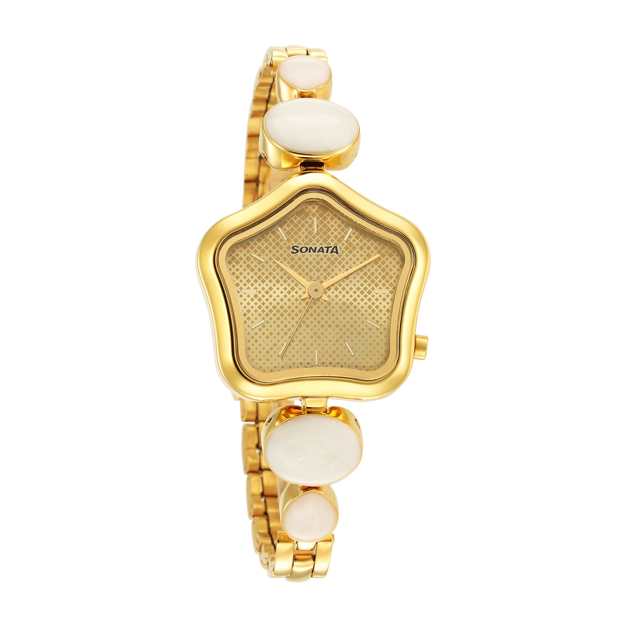 Sonata Utsav Beige Dial Yellow Bi Metal Strap Watch for Women-NS8185YM01 (B09ZPLMBQ2) Amazon Price History, Amazon Price Tracker