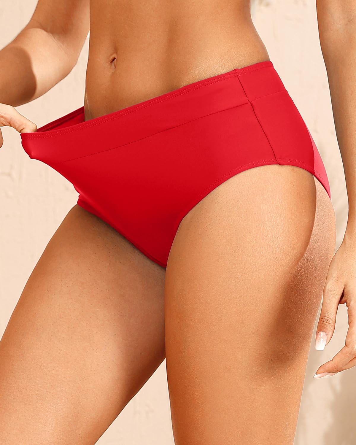 Tempt Me Women Mid Waist Bikini Bottoms - Full Coverage Bathing Suit Swim Bottom Swimsuit Swimwear