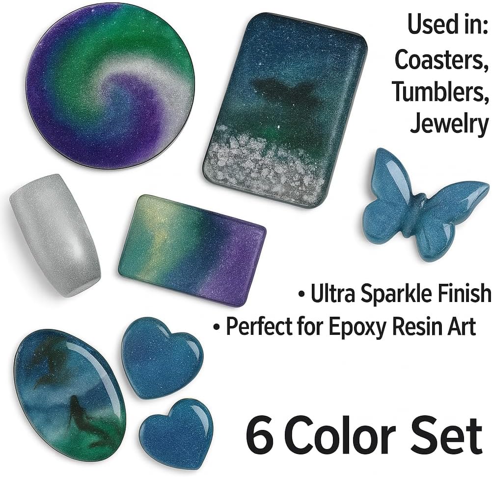 BALTIC DAY Diamond Dust – 6 Color Luxury Glitter Set for Epoxy Resin – Ultra Sparkle Mica Powder for Crafts, Tumblers, Jewelry & Art – Brilliant Crystal Shimmer Pigments