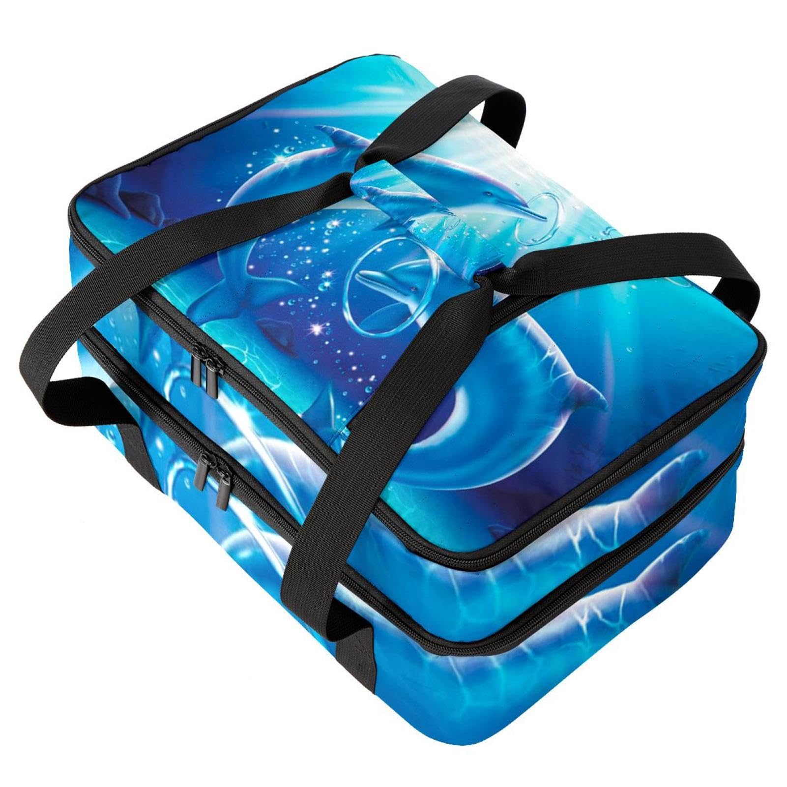 Grand sac à déjeuner isotherme pour homme et femme, double couche, étanche, étanche, réutilisable, sac fourre-tout pour le travail, l'école, le pique-nique, la plage, le camping, les voyages, motif