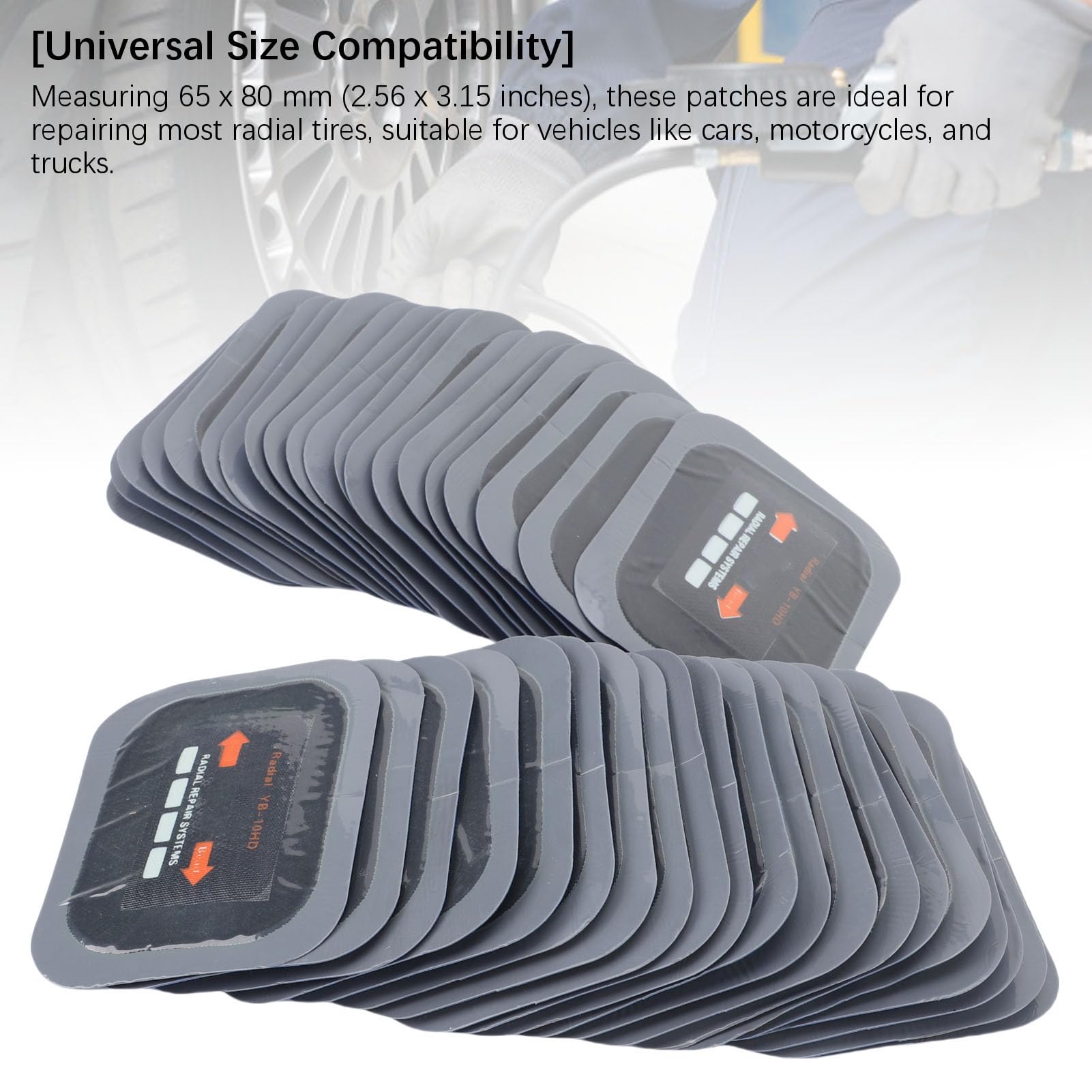 Aramox Toppe per Riparazione Pneumatici, Kit Toppe Radiali in Gomma per Pneumatici per Auto, Camion, Motocicli, 40 Pezzi, Facile Applicazione