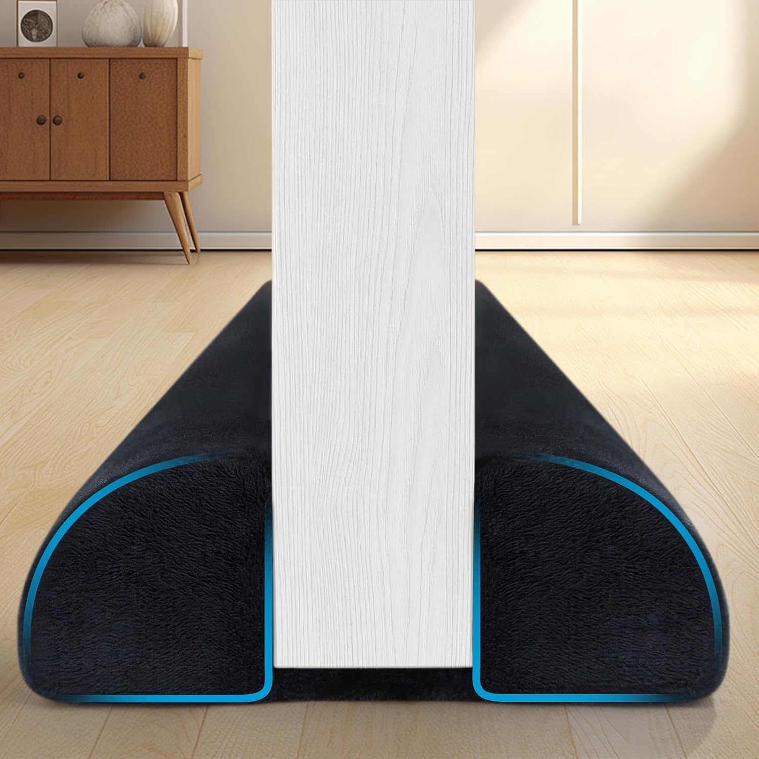 Under Door Draft Stopper for Bottom of Door 32 inch 90° Twin Triangle Door Draft Blocker Large Gap Draft Guard Door Seal Strip Soundproof Sweep Blocks Noise, Light, Dust Wind Home Dorm Room Essential