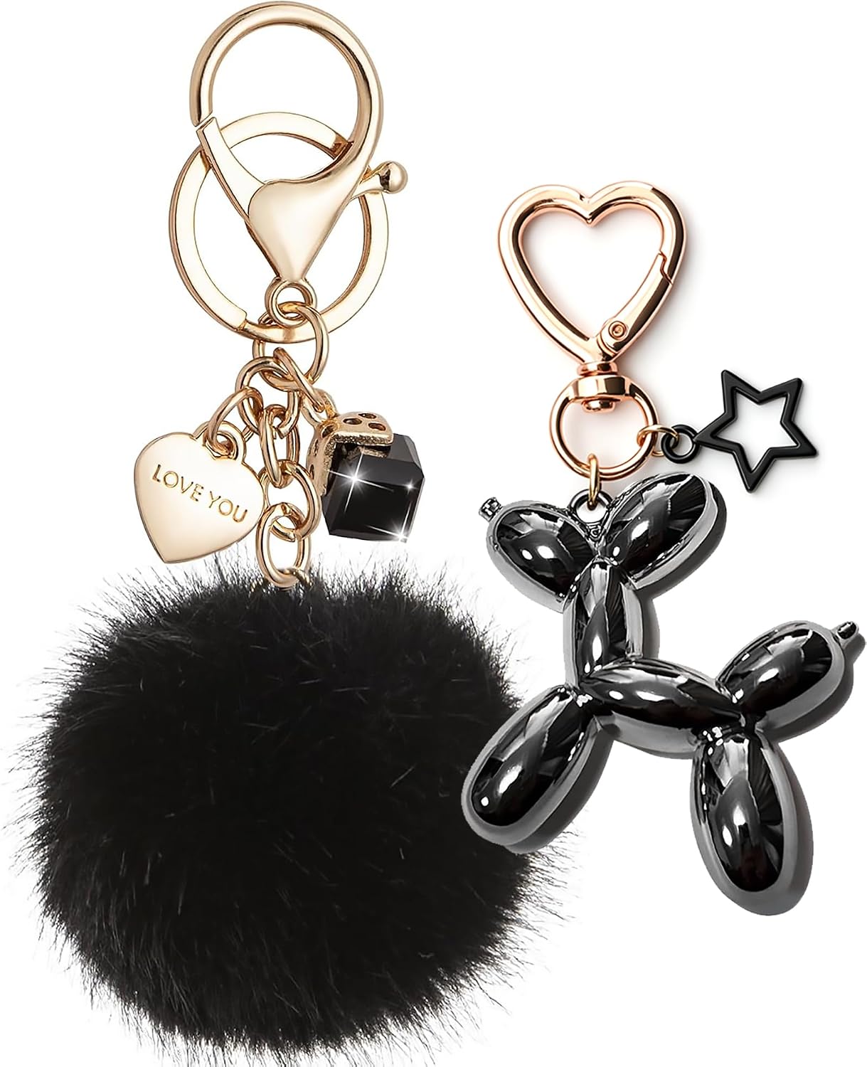 Cute keychains, Balloon Dog Bag Charms for Women, Purse Charms, Pearl Keychain Wristlet, Shiny Rhinestone Key Chain