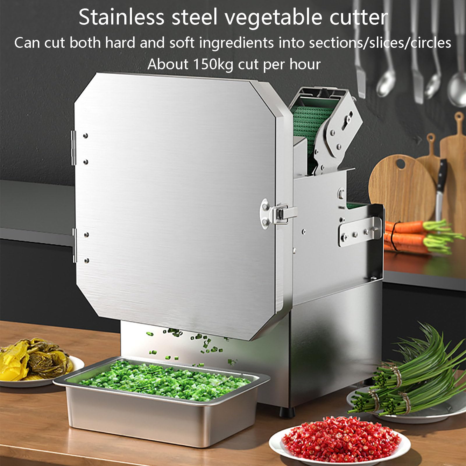 Elektrischer Gemüseschneider, 200 W Kommerzieller Gemüseschneider, Frühlingszwiebelschneider, Küchenmaschine, für Gemüse, Zwiebeln, Knoblauch, Ingwer, Chili, Kartoffeln