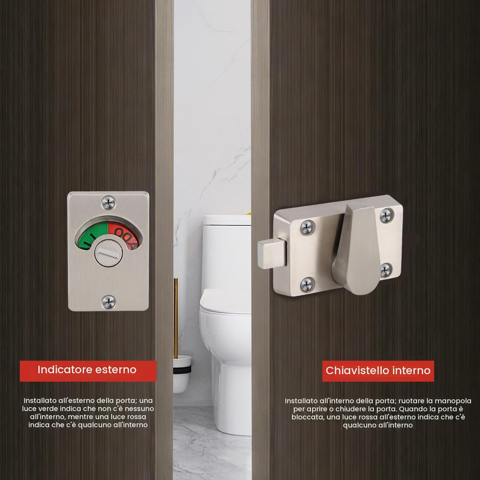Indicatore di Blocco della Porta, Segno di Occupato Libero, Blocco di Indicazione Impegnato Bagno Toilette WC Indicatore Privacy Serratura per Porta Morta per Bagno Bagno Pubblico