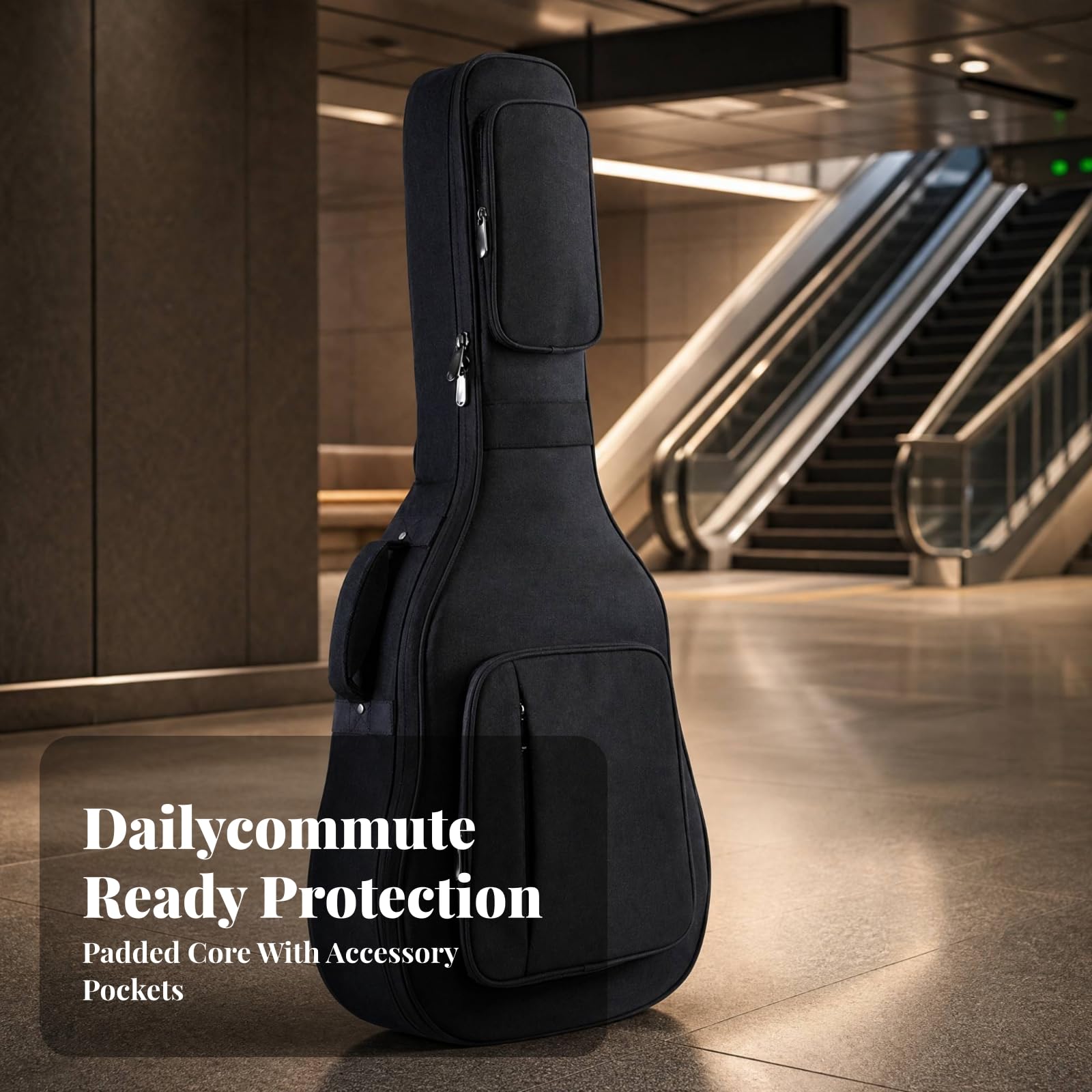 Funda Guitarra con Acolchado 28 Mm Impermeable Funda Guitarra con Correas Mochila Transpirable para Músicos, Ensayos