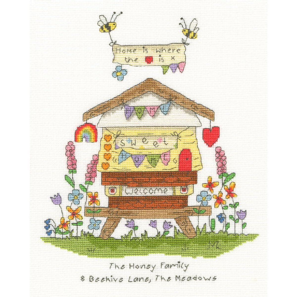 Bothy Threads Clear,White Counted Cross Stitch Kit - Bee Home