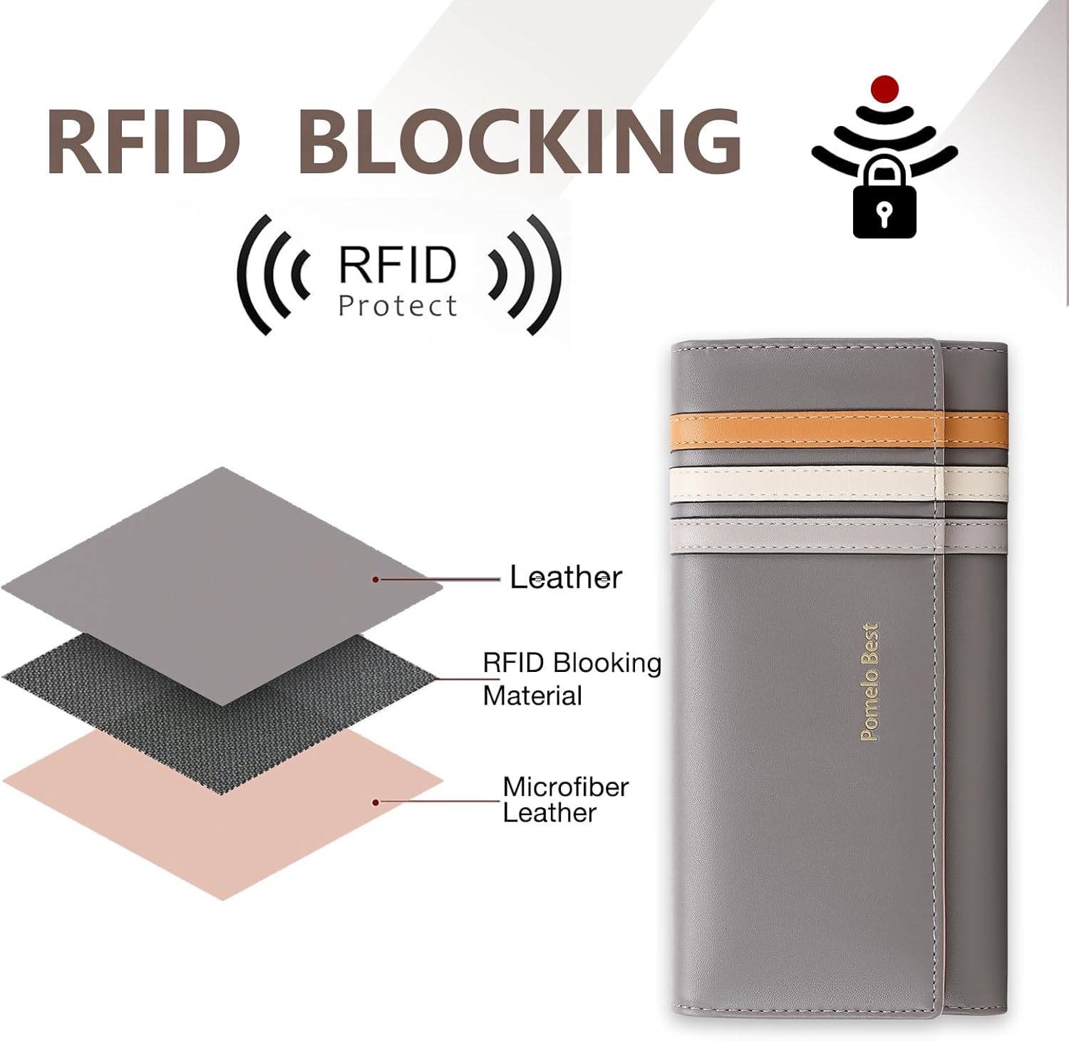 Pomelo Best Womens Wallet RFID Blocking Leather Wallet with Multiple Card Slots and Cellphone Compartment for Women - Image 3