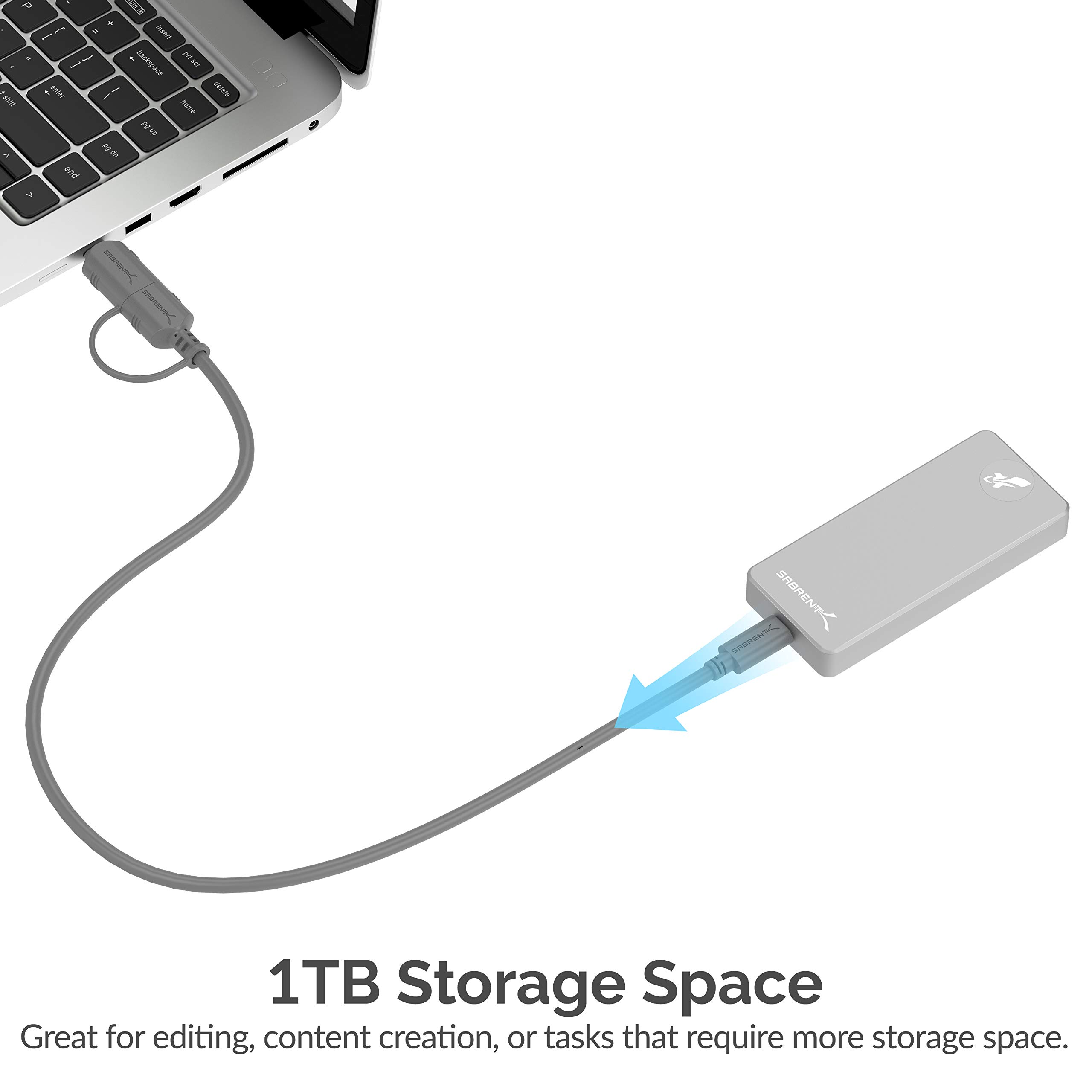 SABRENT 外付けSSD 1TB USB 3.2 Gen 2 10Gb/秒 Amazon | SABRENT 外付けSSD、SSD 1TB、USB3.2 Gen 2 10Gb/秒、最大