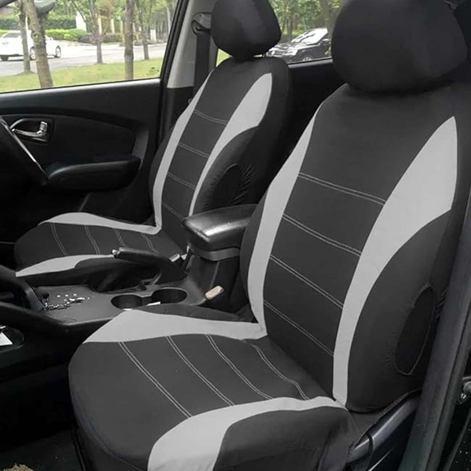 Auto Sitzbezüge Für VW Golf VII 7|Golf 7 GTE/Golf GTD 2011-2020, Schonbezüge Stoff Komplettset Schutz Vorne Hinten Atmungsaktiv Bequem Innenraum Schonbezüge Zubehör,A/Black